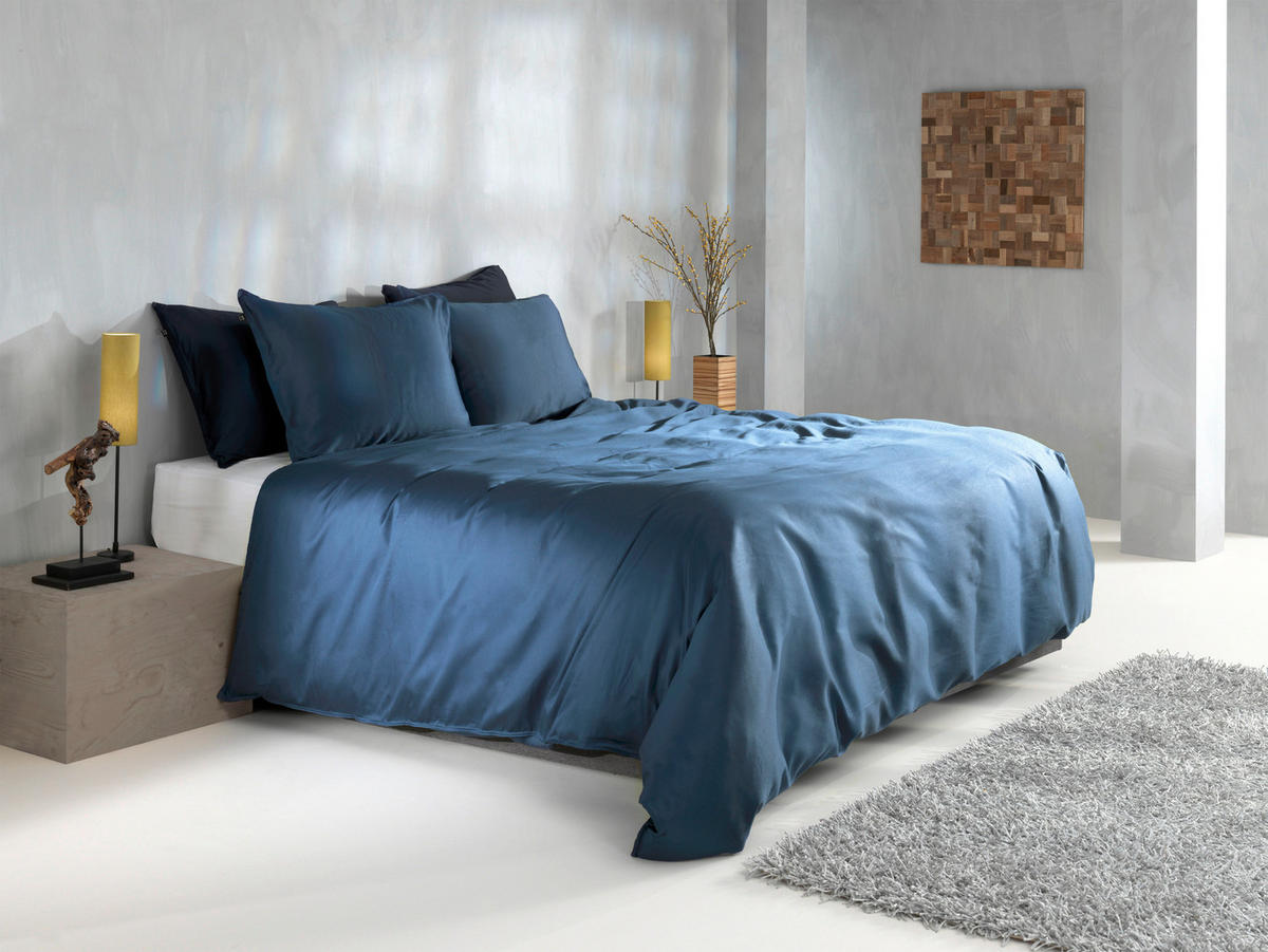 BETTWÄSCHE 2-teilig Satinado Makosatin 155/220 cm  - Azurblau, Basics, Textil (155/220cm)