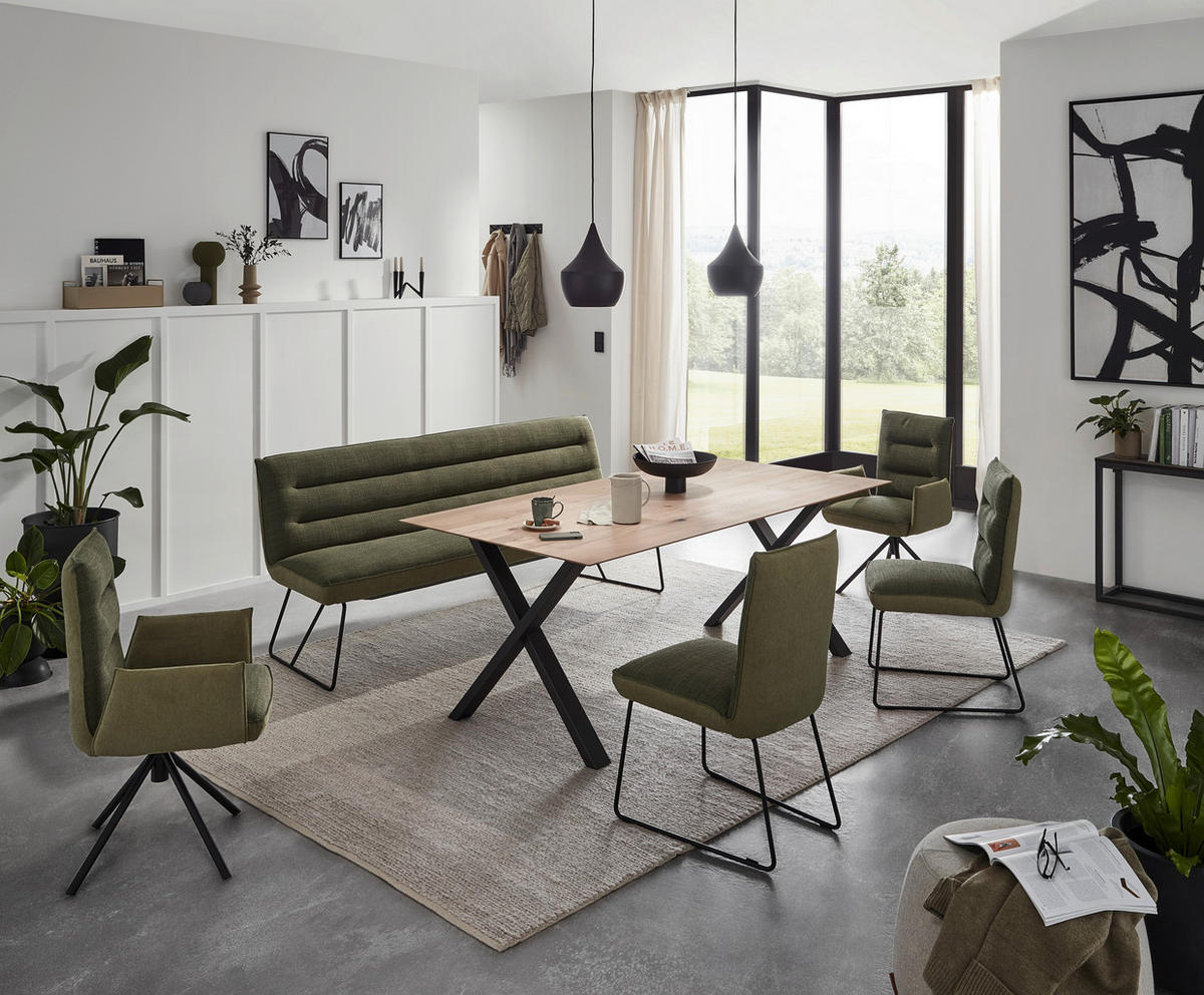 SITZBANK in Metall, Textil Grün, Schwarz  - Schwarz/Grün, Design, Textil/Metall (218/89/68cm) - Dieter Knoll
