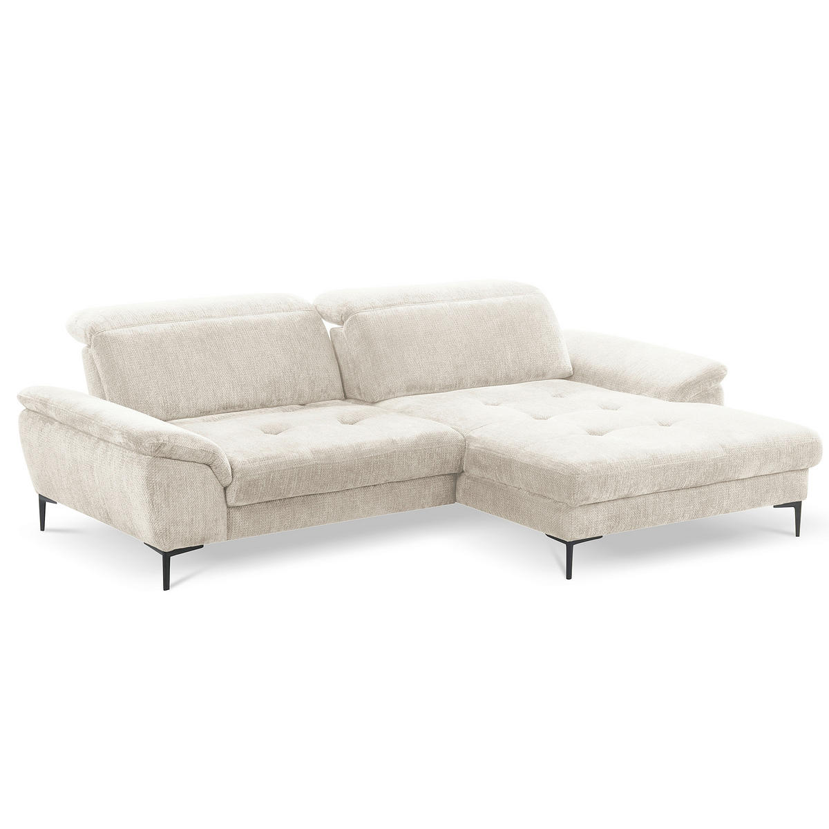 ECKSOFA   - Weiss/Schwarz, Design, Textil/Metall (268/195cm) - Livetastic
