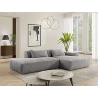 ECKSOFA BILLUND Grau Cord Nierenkissen  - Schwarz/Grau, KONVENTIONELL, Kunststoff/Textil (294/165cm) - Livetastic