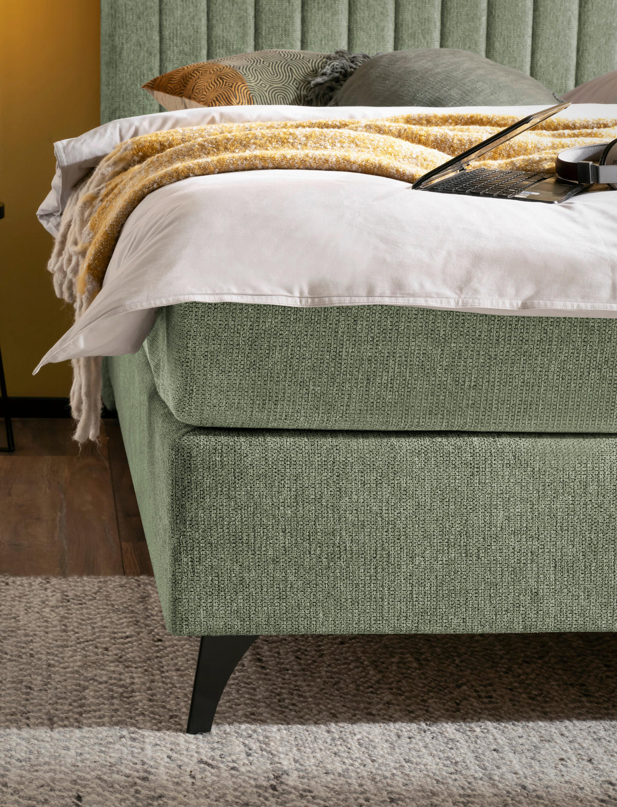 BOXSPRINGBETT 140/200 cm  in Grün  - Schwarz/Grün, Basics, Textil/Metall (140/200cm) - Boxxx