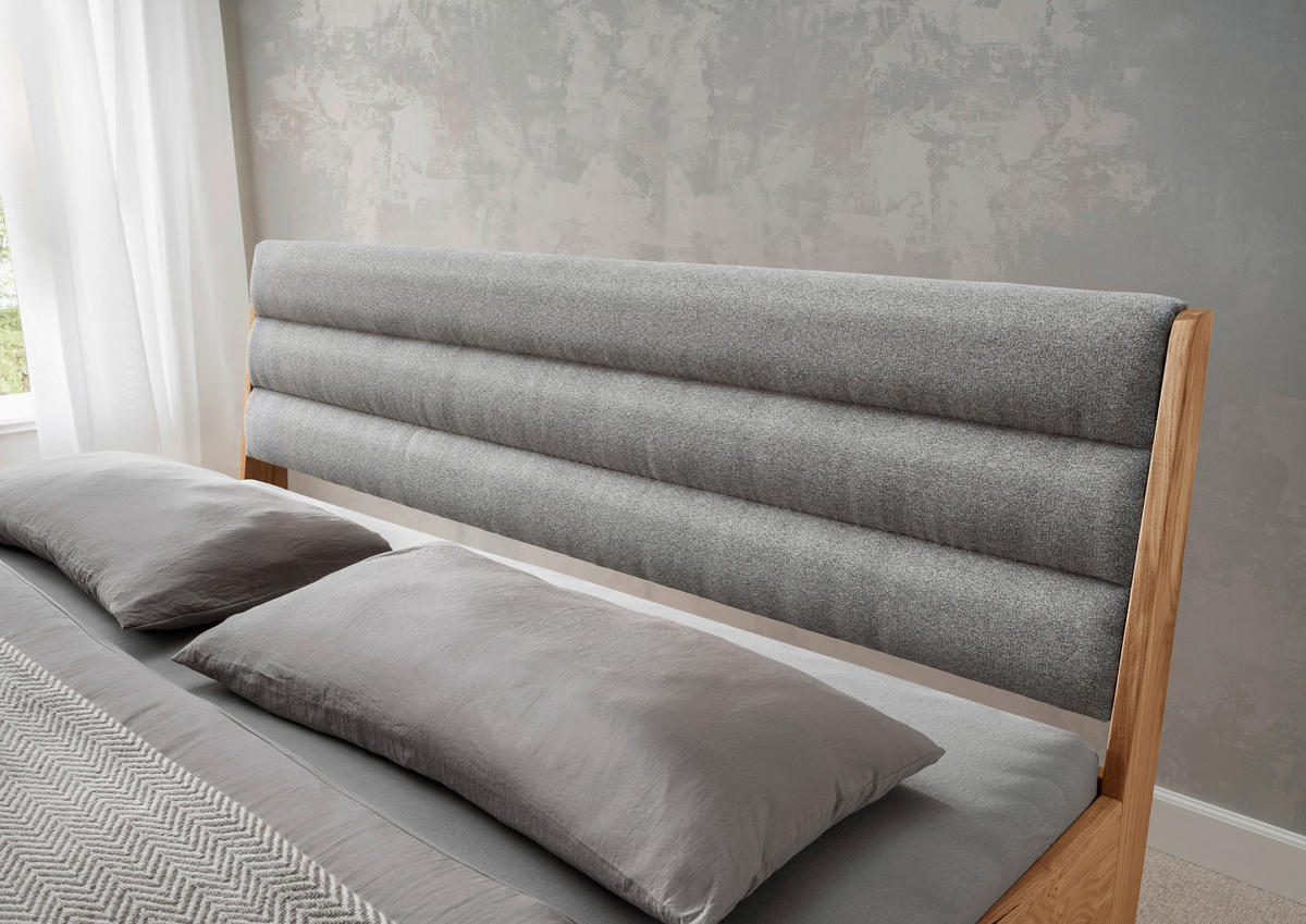 POSTELJA 180 cm   x 200 cm  , les barve smreke  - siva/barve smreke, Moderno, tekstil/les (180/200cm) - Livetastic