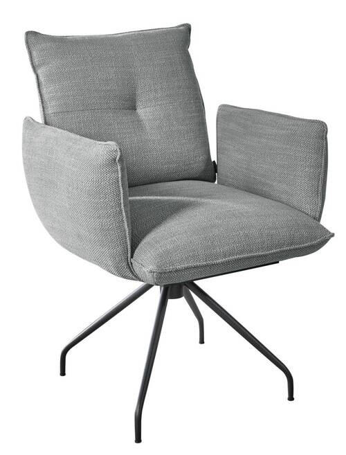 ARMLEHNSTUHL  in Stahl Struktur  - Hellgrau/Schwarz, Design, Textil/Metall (65/90/70cm) - Dieter Knoll