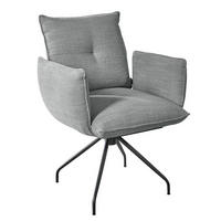 ARMLEHNSTUHL  in Stahl Struktur  - Hellgrau/Schwarz, Design, Textil/Metall (65/90/70cm) - Dieter Knoll