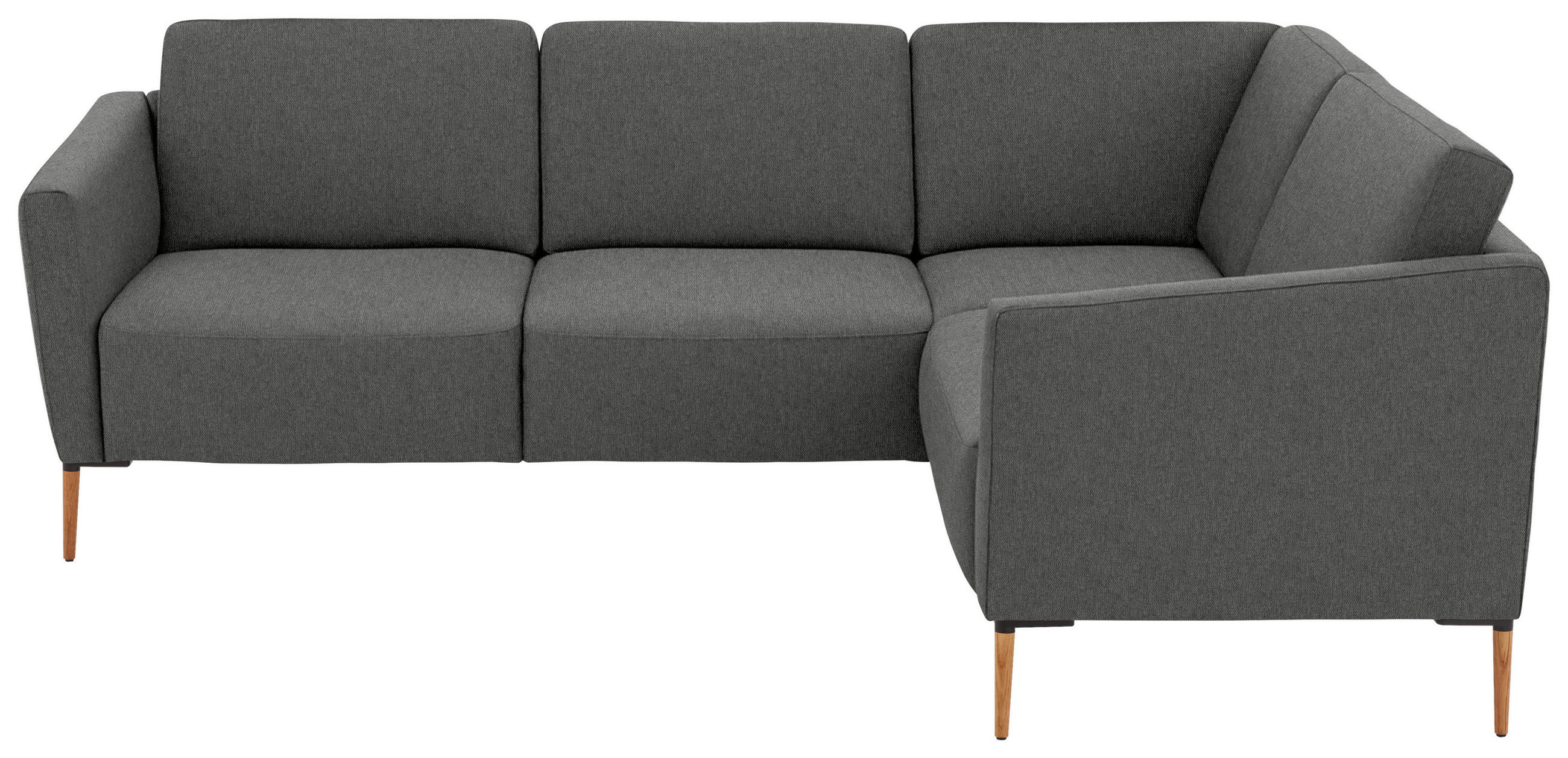 ECKSOFA Flachgewebe Dunkelgrau  - Eichefarben/Dunkelgrau, Design, Holz/Textil (238/186cm) - Valnatura