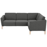 ECKSOFA  in Flachgewebe Dunkelgrau Rücken echt  238/186 cm  - Eichefarben/Dunkelgrau, Design, Holz/Textil (238/186cm) - Valnatura