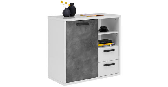 KOMMODE in 91/86/44 cm - Schieferfarben/Weiß Hochglanz, Design, Holzwerkstoff/Metall (91/86/44cm) - Xora