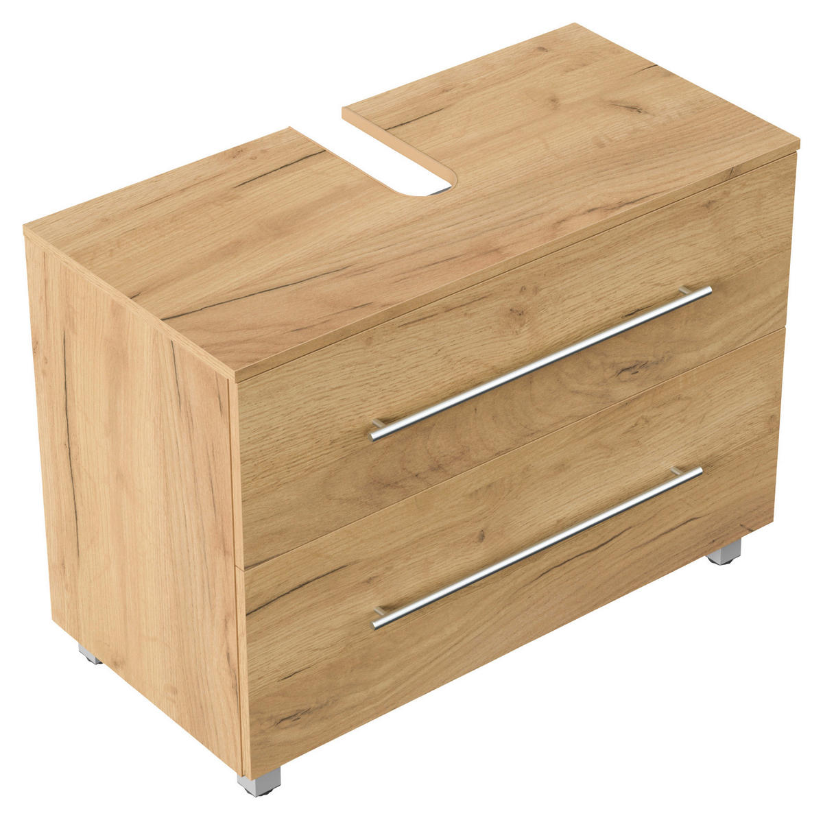 WASCHBECKENUNTERSCHRANK 85/63/41,6 cm  - Eichefarben/Silberfarben, MODERN, Holzwerkstoff/Metall (85/63/41,6cm) - MID.YOU