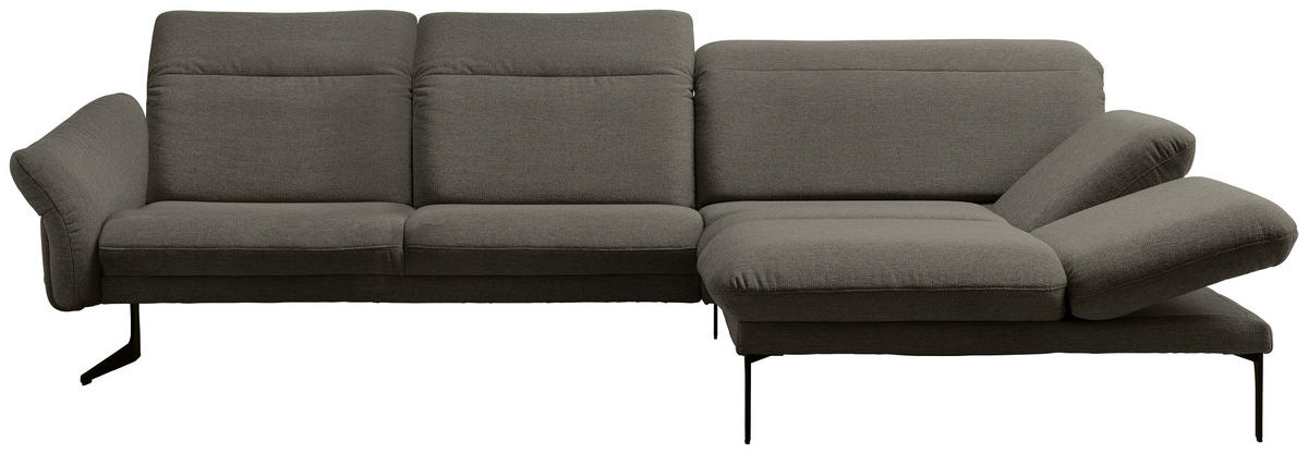 ECKSOFA in Webstoff Graubraun  - Anthrazit/Graubraun, Design, Textil/Metall (299/203cm) - Himolla