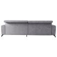 ECKSOFA Hellgrau Cord  - Hellgrau/Schwarz, KONVENTIONELL, Textil/Metall (290/178cm) - Cantus