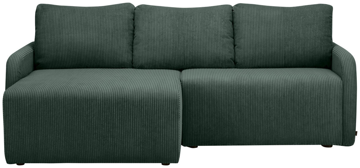 ECKSOFA in Cord Dunkelgrün  - Dunkelgrün/Schwarz, Konventionell, Kunststoff/Textil (217/146cm) - Carryhome