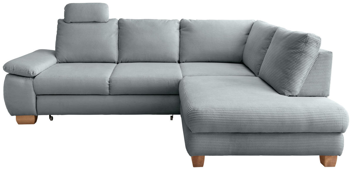 ECKSCHLAFSOFA in Cord Hellblau  - Wildeiche/Hellblau, Modern, Holz/Textil (261/206cm) - Livetastic