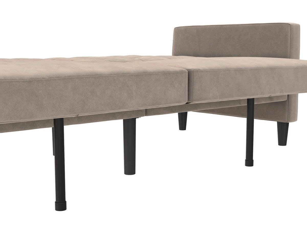 SCHLAFSOFA Velours Taupe  - Taupe/Schwarz, Basics, Kunststoff/Textil (207/86/86cm) - Livetastic