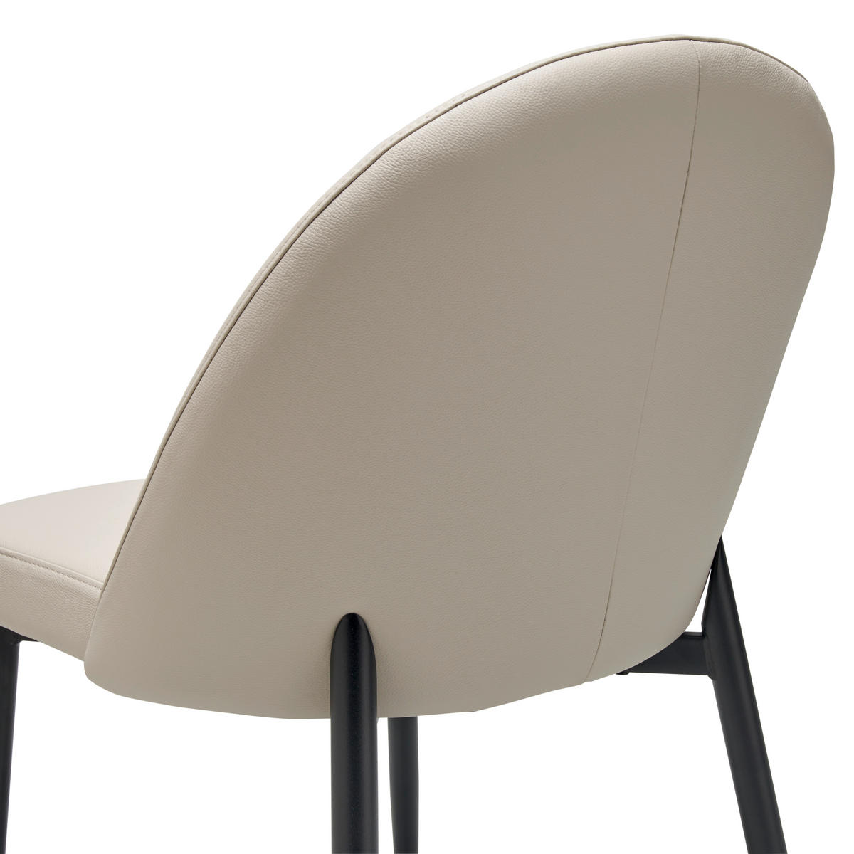 STUHL  in Stahl Echtleder pigmentiert  - Beige/Schwarz, Design, Leder/Metall (51.5/81.5/61cm) - Livetastic