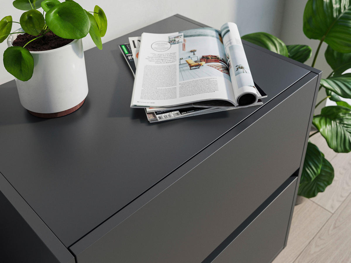 NACHTTISCH 61,2/65/42 cm  in Graphitfarben  - Graphitfarben/Schwarz, Basics, Holzwerkstoff/Metall (61,2/65/42cm) - MID.YOU