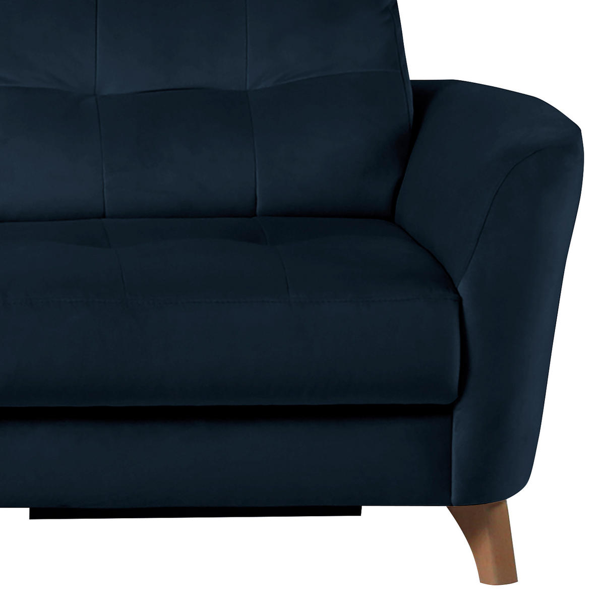 ECKSOFA Dunkelblau Samt Bettkasten, Schlaffunktion, Liegefläche im Originalstoff  - Buchefarben/Dunkelblau, Design, Holz/Textil (168/238cm) - Livetastic