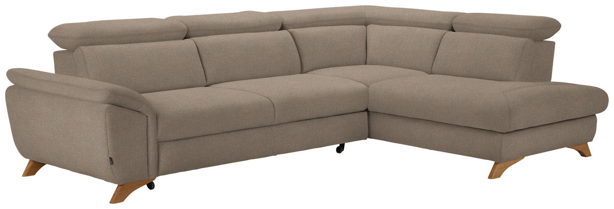 ECKSOFA in Flachgewebe Beige  - Eichefarben/Beige, Modern, Holz/Textil (287/212cm) - Valnatura