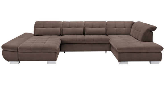 WOHNLANDSCHAFT  in Mikrofaser Hellbraun  - Chromfarben/Hellbraun, Design, Kunststoff/Textil (204/350/211cm) - Xora