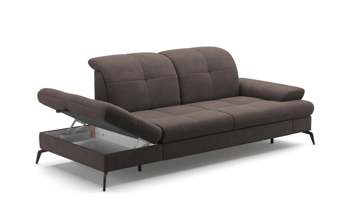 RÉCAMIERE in Flachgewebe Graphitfarben  - Schwarz/Graphitfarben, Konventionell, Textil/Metall (231/90/122cm) - Sit & More