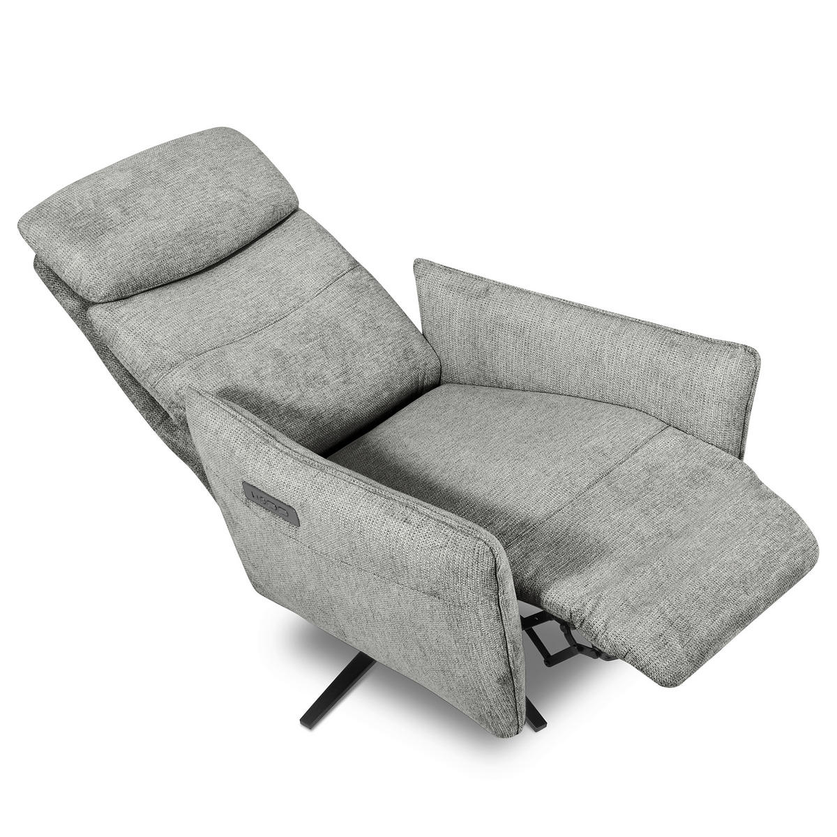 RELAXSESSEL in Textil Hellgrau  - Hellgrau/Schwarz, Design, Textil/Metall (77/107/88cm) - Livetastic