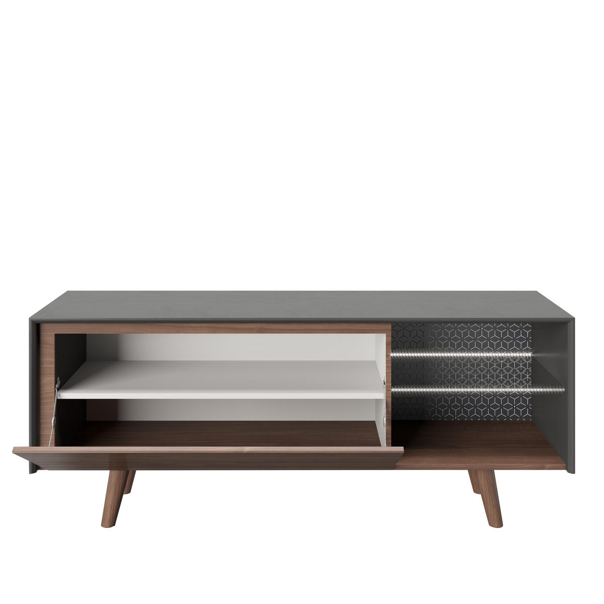 LOWBOARD PLAYBOY  in 150/58,6/42 cm  - Walnussfarben, KONVENTIONELL, Glas/Holz (150/58,6/42cm) - Playboy