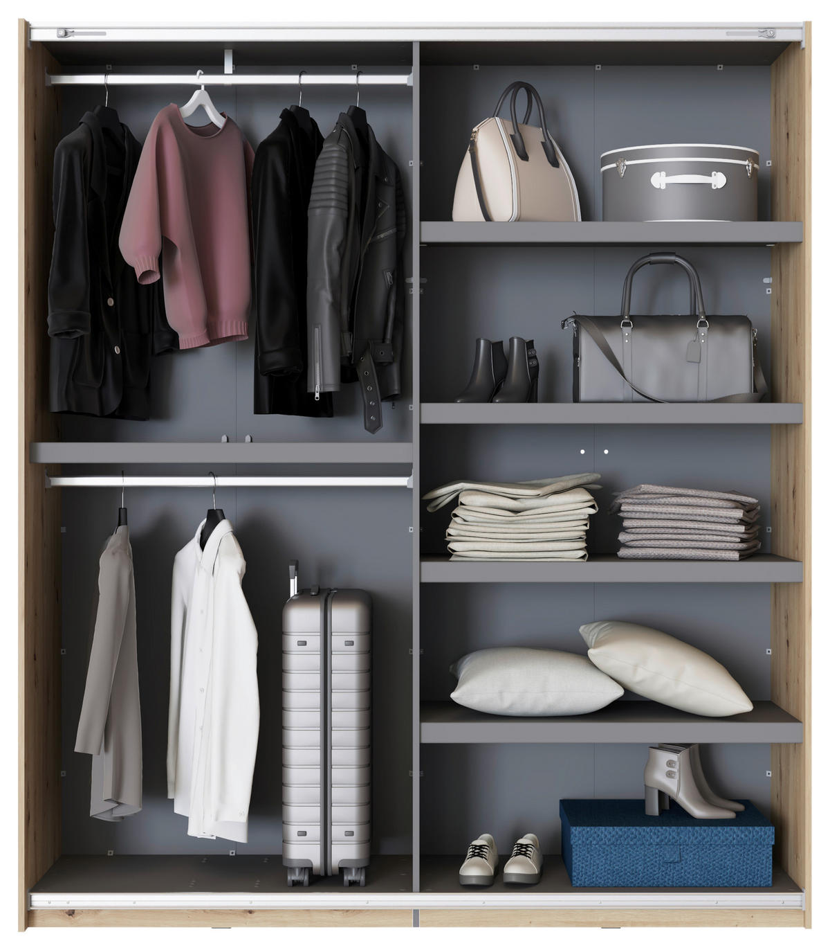 VKLADACIA POLICA, sivá, 95/5/46,5 cm - sivá, Basics, kompozitné drevo (95/5/46,5cm) - Xora