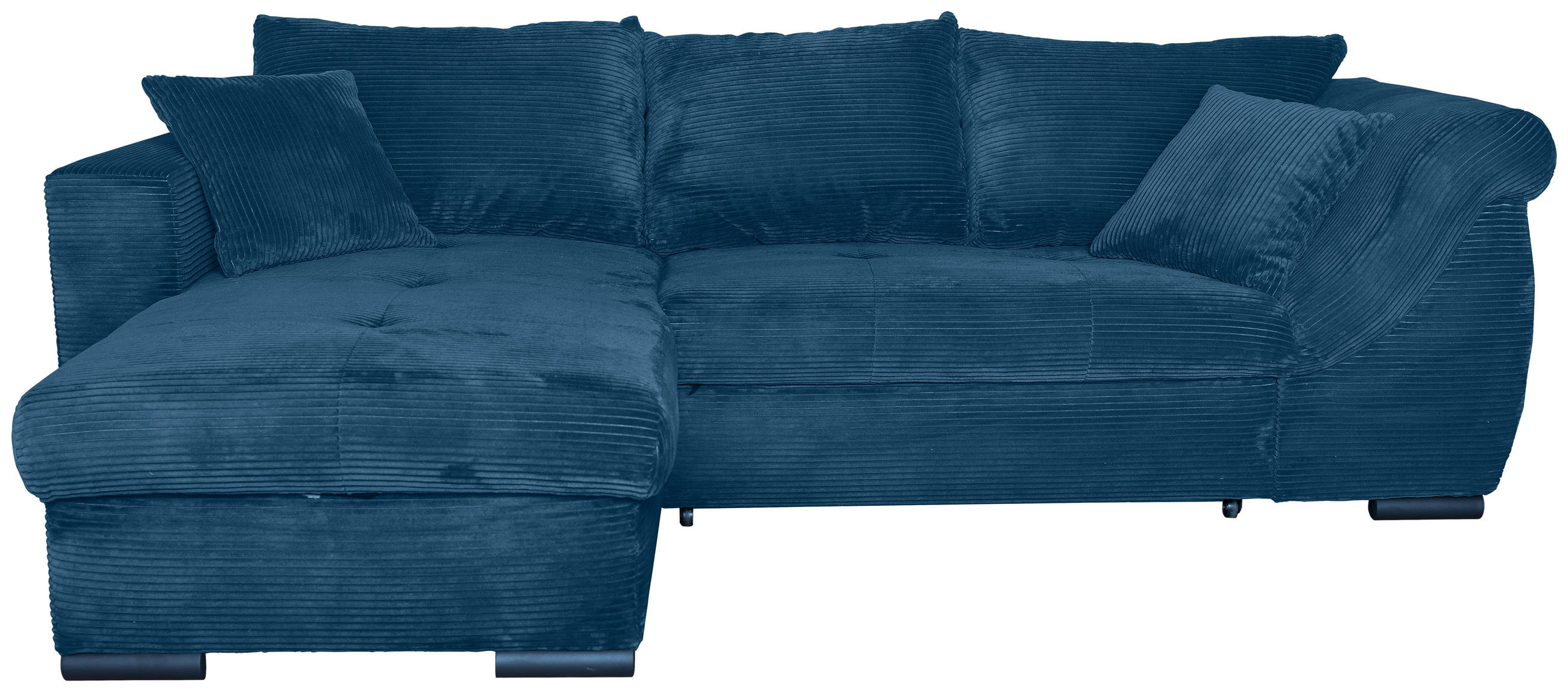 ECKSOFA Blau Cord  - Blau/Schwarz, KONVENTIONELL, Textil/Metall (168/258cm) - Carryhome