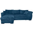 ECKSOFA  in Cord Blau  - Blau/Schwarz, KONVENTIONELL, Textil/Metall (168/258cm) - Carryhome
