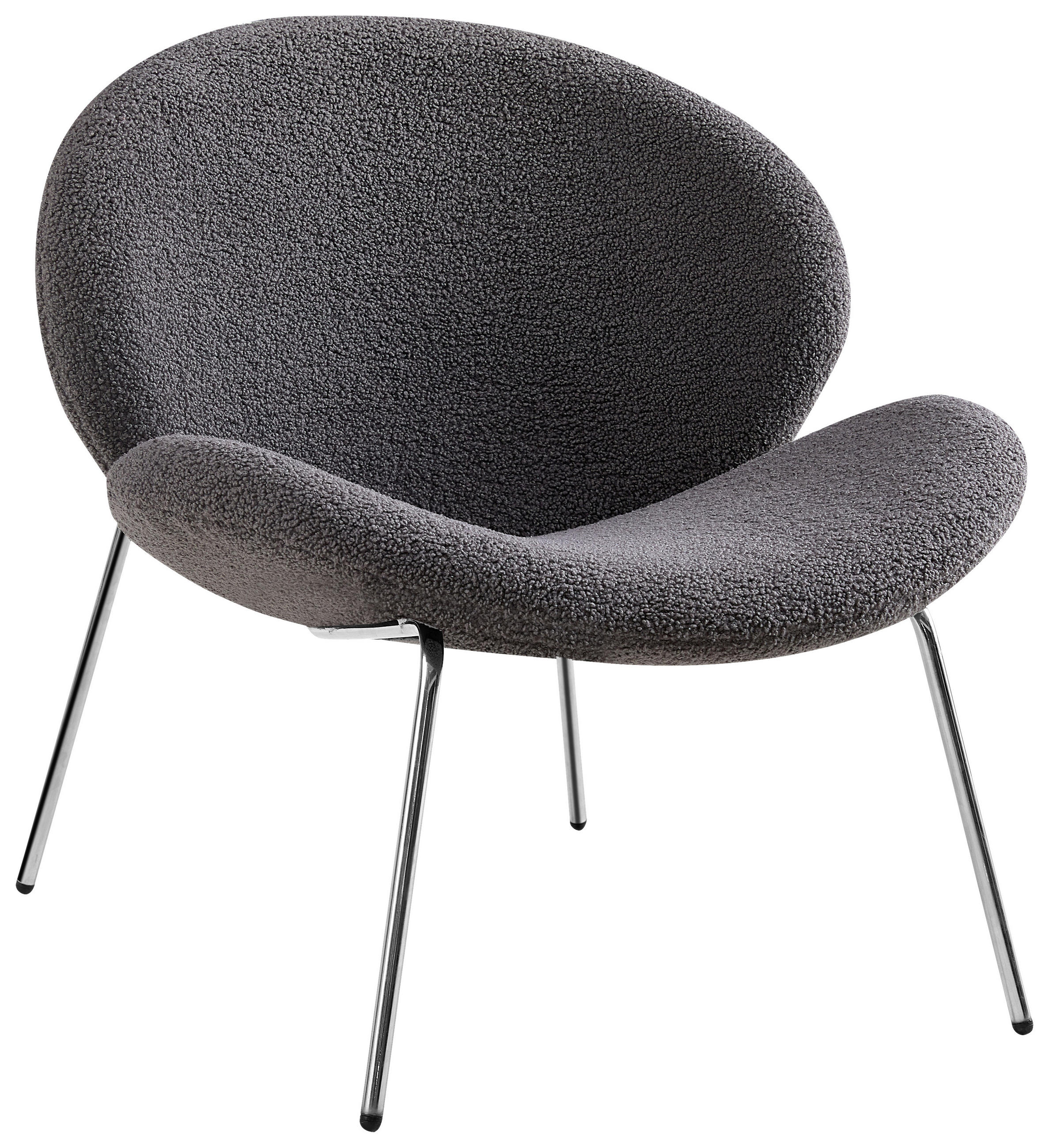 STUHL-SET 2 Stück in Bouclé Textil - Silberfarben/Grau, MODERN, Textil/Metall (73,5/74/75cm) - Kayoom