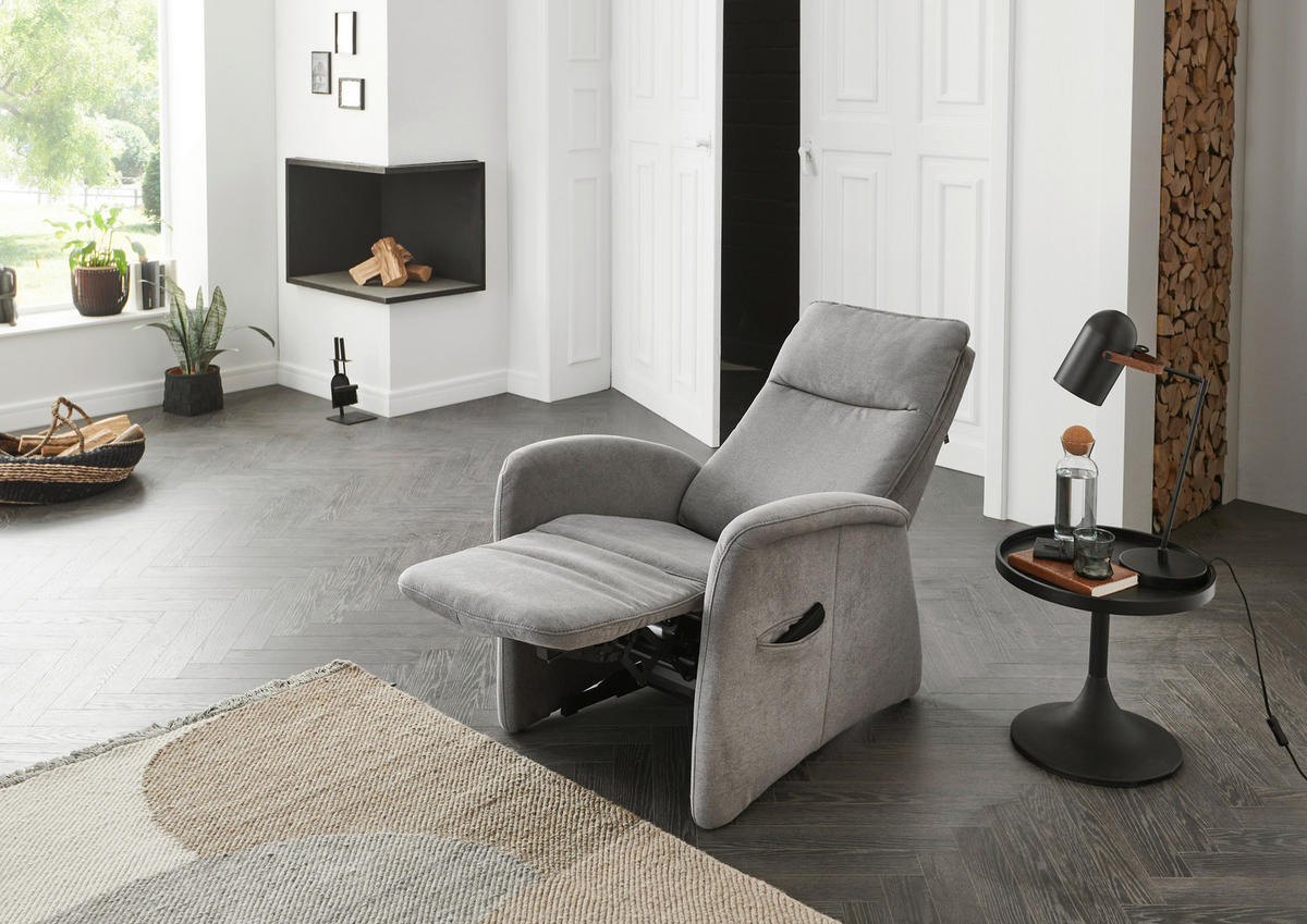 FERNSEHSESSEL in Chenille Grau  - Grau, Konventionell, Kunststoff/Textil (79/108/87cm) - Valdera