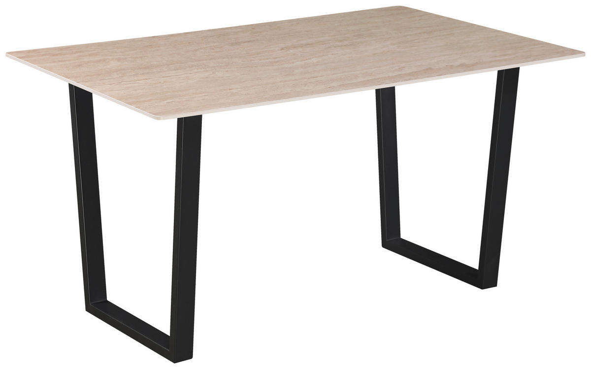 ESSTISCH rechteckig Gelb, Schwarz  - Gelb/Schwarz, KONVENTIONELL, Stein/Metall (140/76/90cm) - MID.YOU