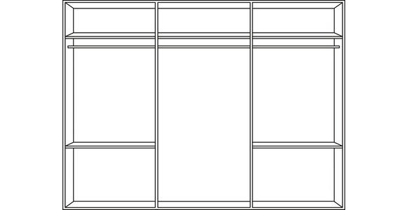 SCHWEBETÜRENSCHRANK 270/210/65 cm 3-türig Dunkelgrau, Plankeneiche - Plankeneiche/Eichefarben, KONVENTIONELL, Glas/Holzwerkstoff (270/210/65cm) - Carryhome