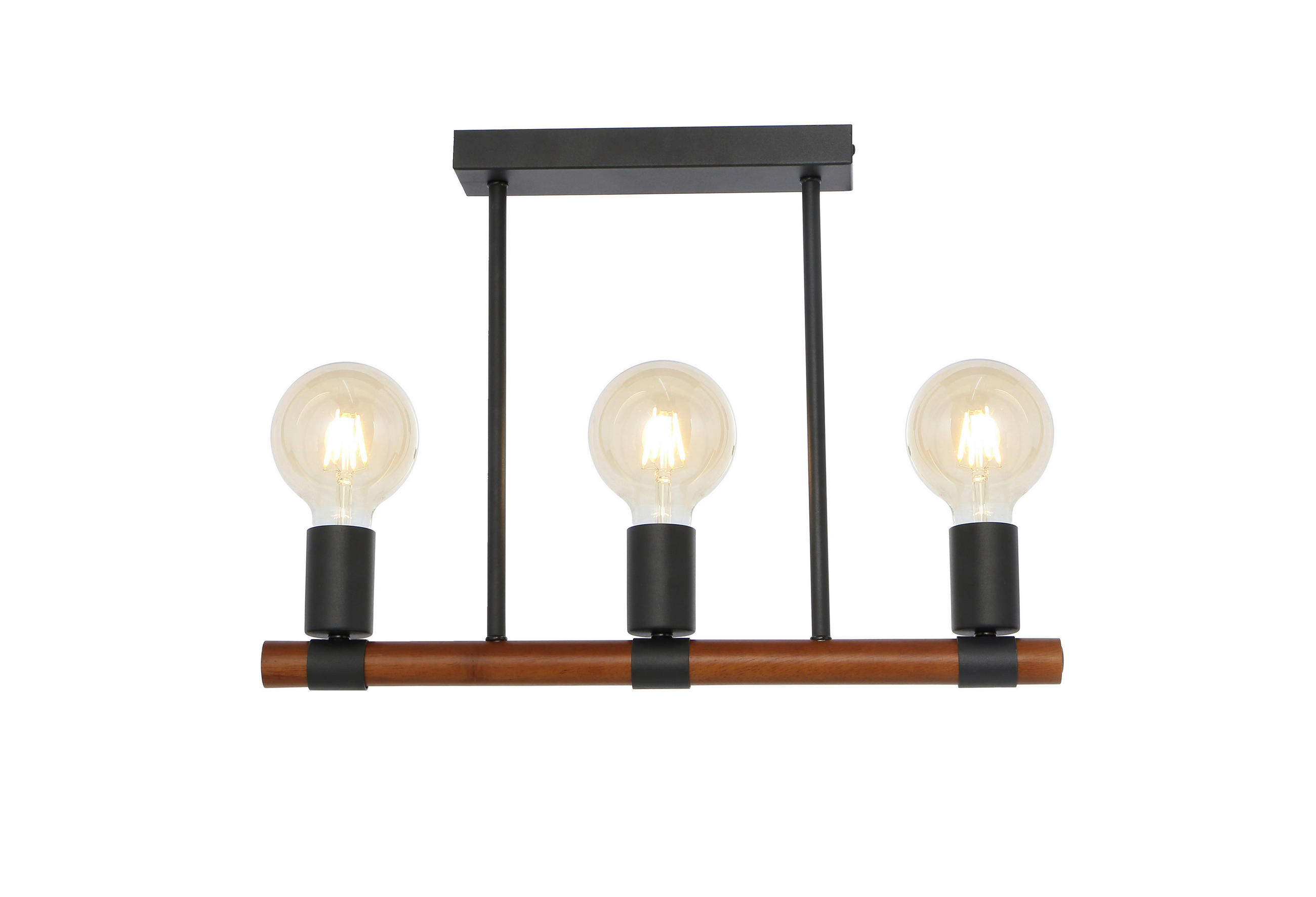 Thumbnail - Globo Deckenleuchte, Braun, Schwarz, Holz, Metall, 6x35x49 cm, Lampen & Leuchten, Innenbeleuchtung, Leuchten nach Räumen...