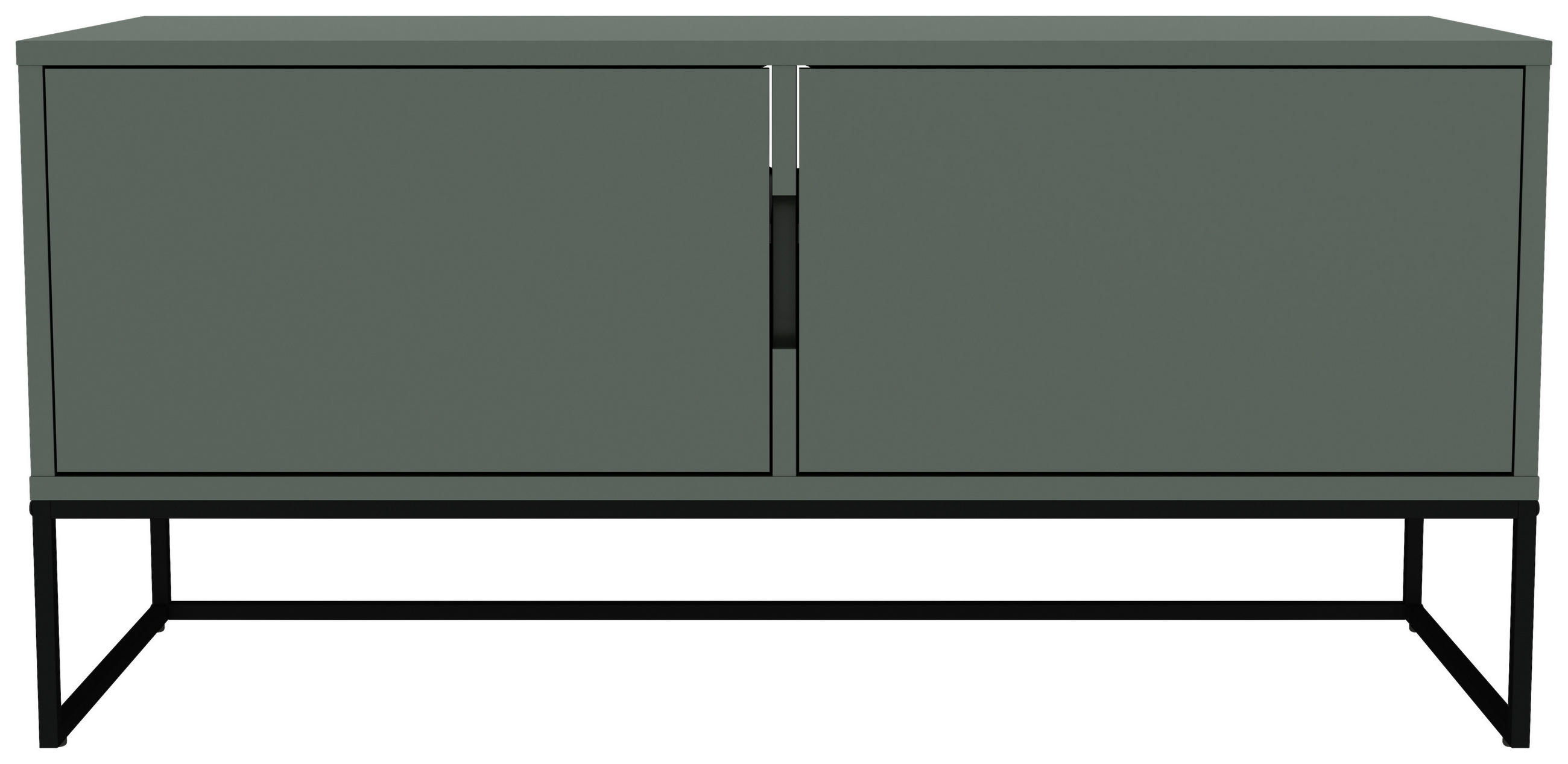 LOWBOARD Lipp  in 118/57/43 cm  - Dunkelgrün/Schwarz, Design, Holzwerkstoff/Metall (118/57/43cm)