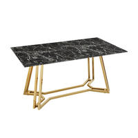 ESSTISCH in Glas 160/90/76 cm  - Goldfarben/Schwarz, MODERN, Glas/Metall (160/90/76cm) - Livetastic