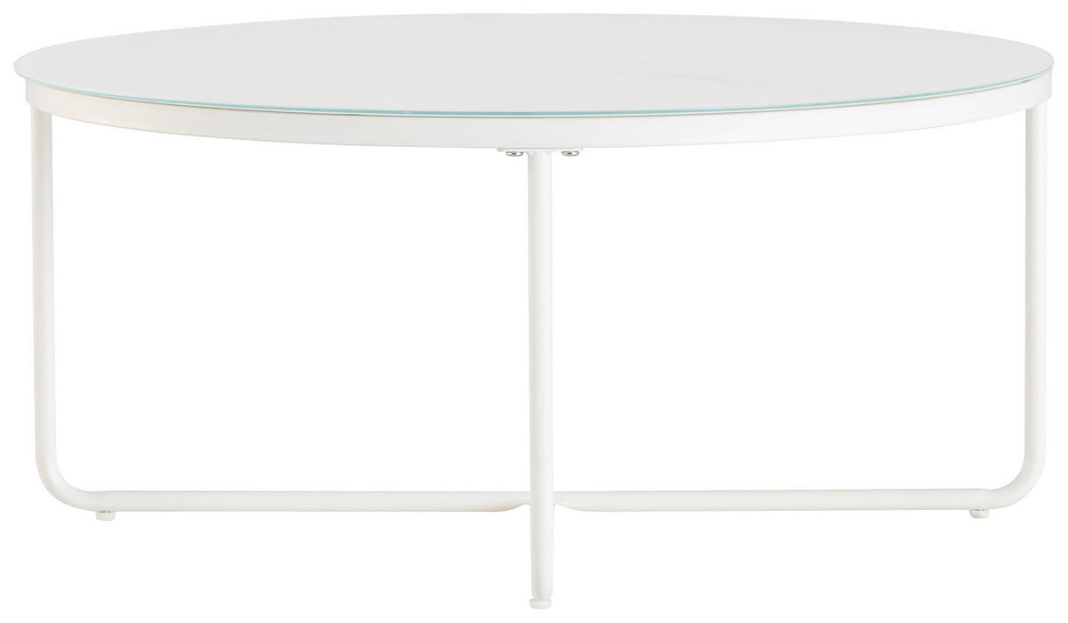 COUCHTISCH in Metall, Glas  - Weiß, Design, Glas/Metall (80/37/80cm) - MID.YOU