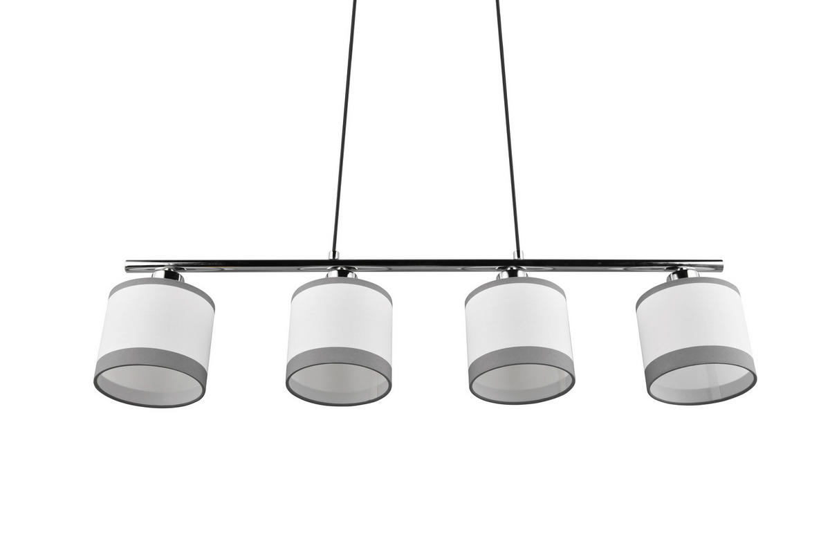 HÄNGLAMPA Davos 75/12/150 cm  - vit/kromfärg, Basics, metall/textil (75/12/150cm)