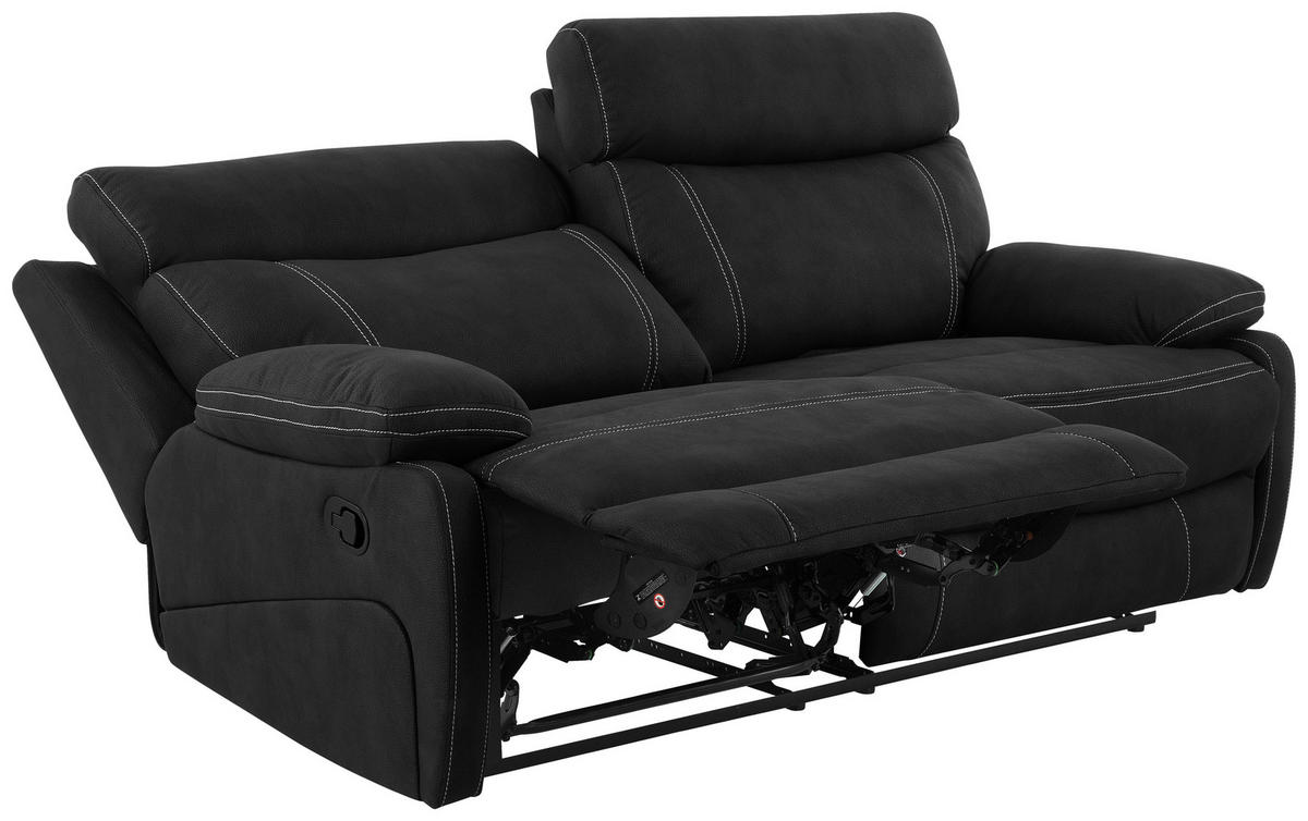 SITZGARNITUR Mikrofaser Schwarz  - Schwarz, KONVENTIONELL, Textil/Metall - Livetastic