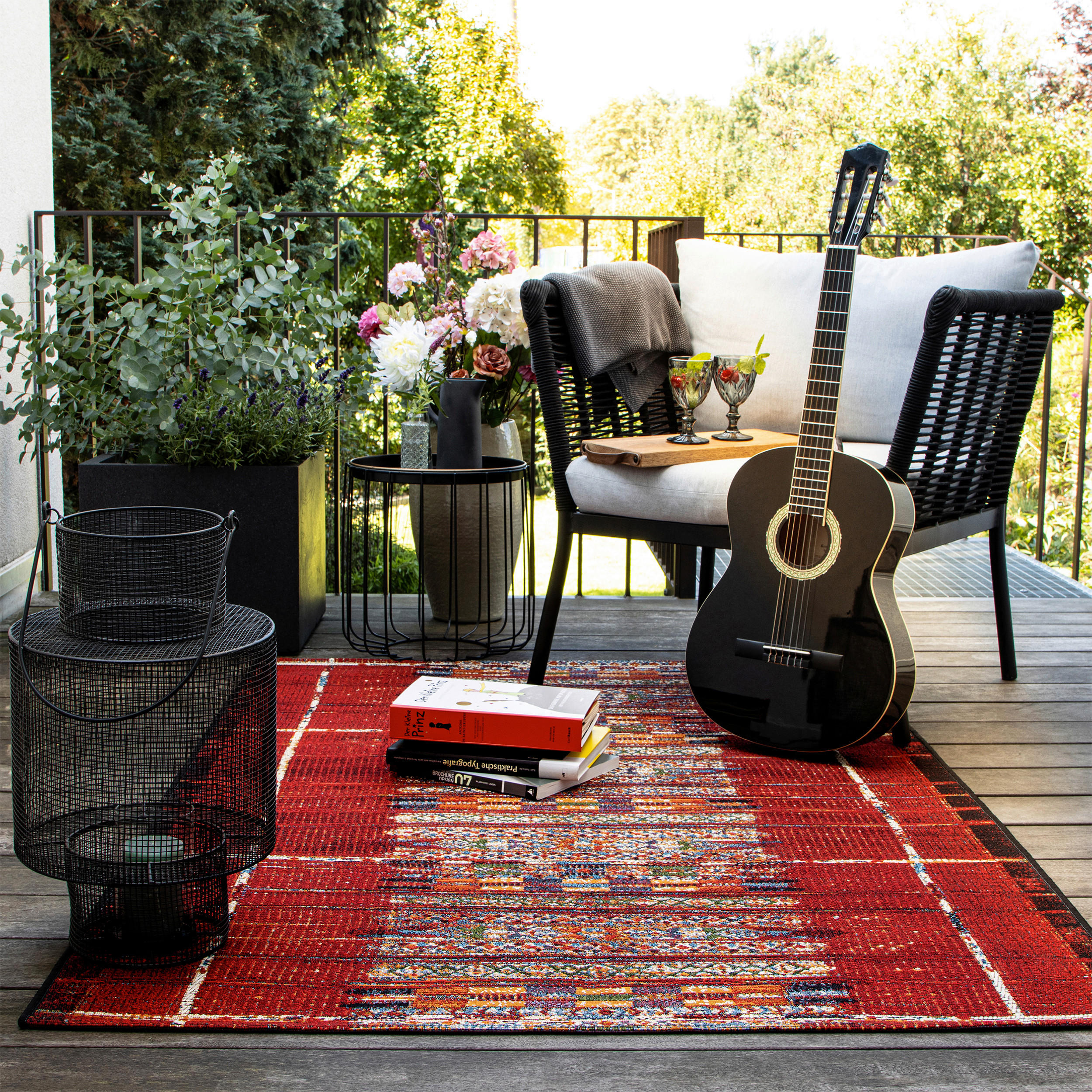 COVOR PENTRU EXTERIOR   - multicolor/roșu, Design, textil (160/230cm) - Novel