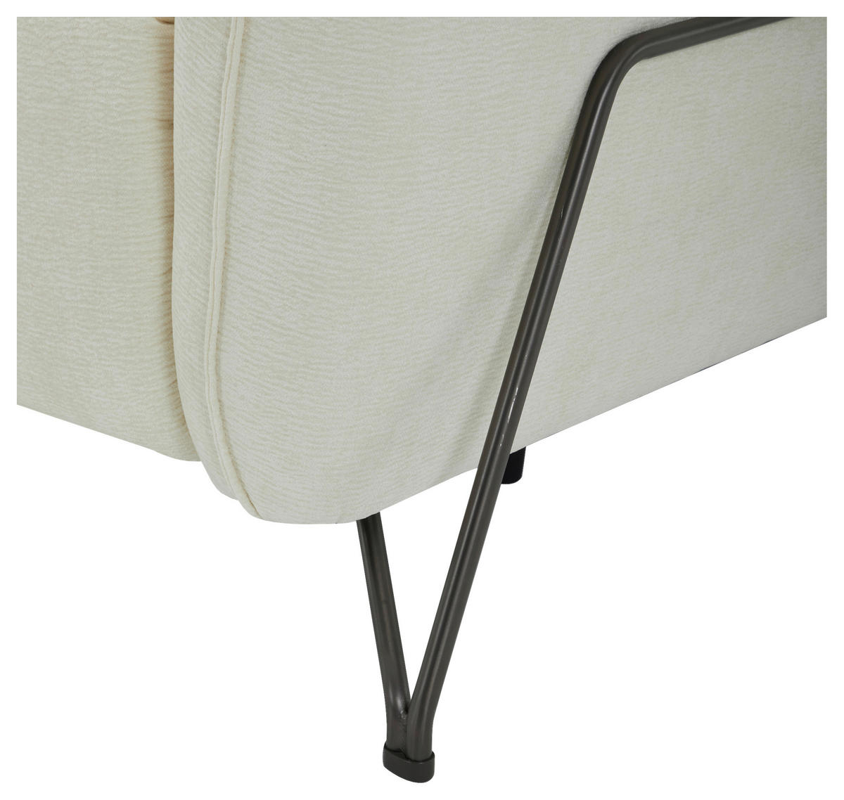 3-SITZER-SOFA in Flachgewebe Creme  - Creme/Schwarz, Lifestyle, Textil/Metall (198/83/107/111cm) - Livetastic