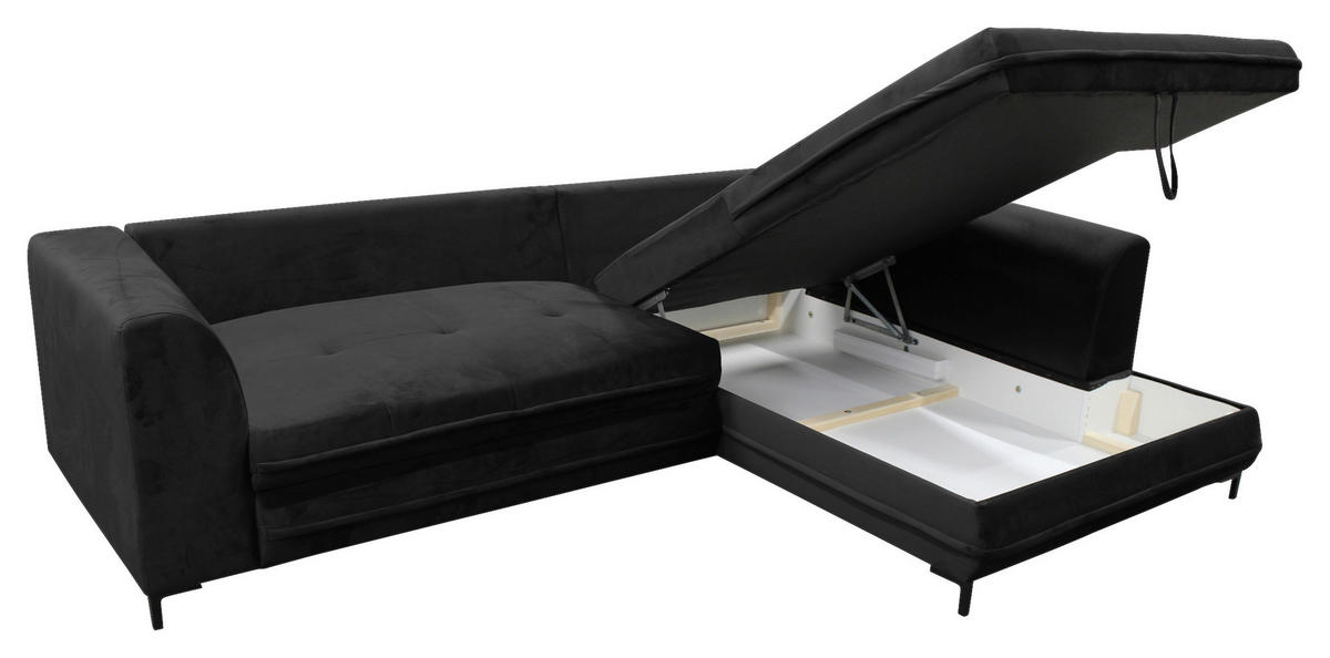 Freisteller von Livetastic ECKSOFA Schwarz Velours.