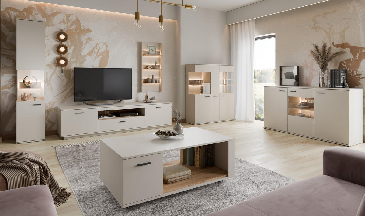 VITRINE  in   - Beige, Design, Holzwerkstoff (40/197,7/37cm) - Livetastic