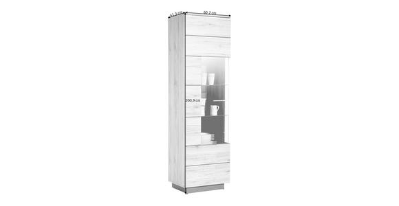 VITRINE Grau, Eichefarben - Eichefarben/Alufarben, Design, Glas/Holzwerkstoff (60,2/200,9/41,3cm) - Hom`in