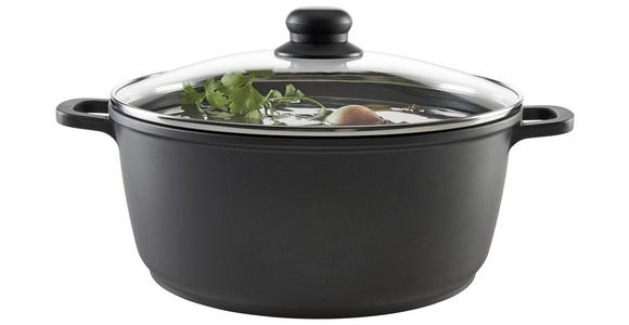 KOCHTOPF 6,2 L - Klar/Schwarz, Basics, Glas/Metall (28/12,5cm) - Homeware Profession.