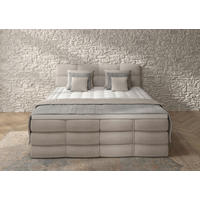 BOXSPRINGBETT 160/200 cm,  in Elfenbein, gepolstertes Kopfteil, Bettkasten, Topper, Matratzen, H3 + H3 = fest  - Elfenbein/Schwarz, Design, Kunststoff/Textil (160/200cm) - Chameo