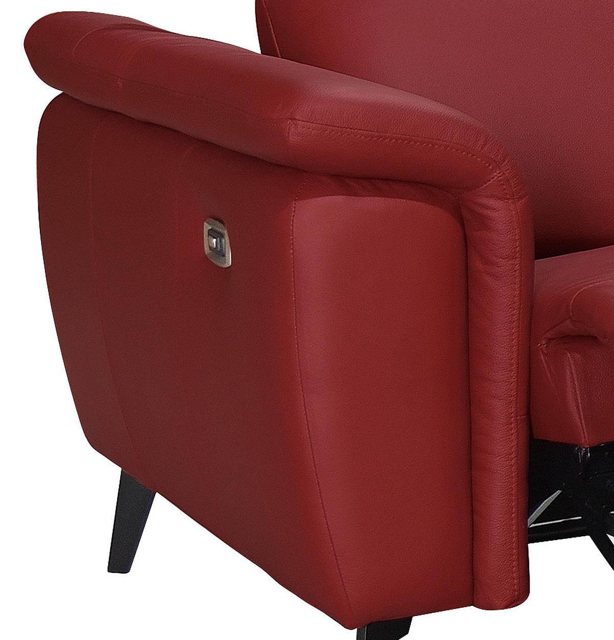 ECKSOFA Rot Echtleder  - Rot/Schwarz, MODERN, Leder/Holz (276/174cm) - Livetastic