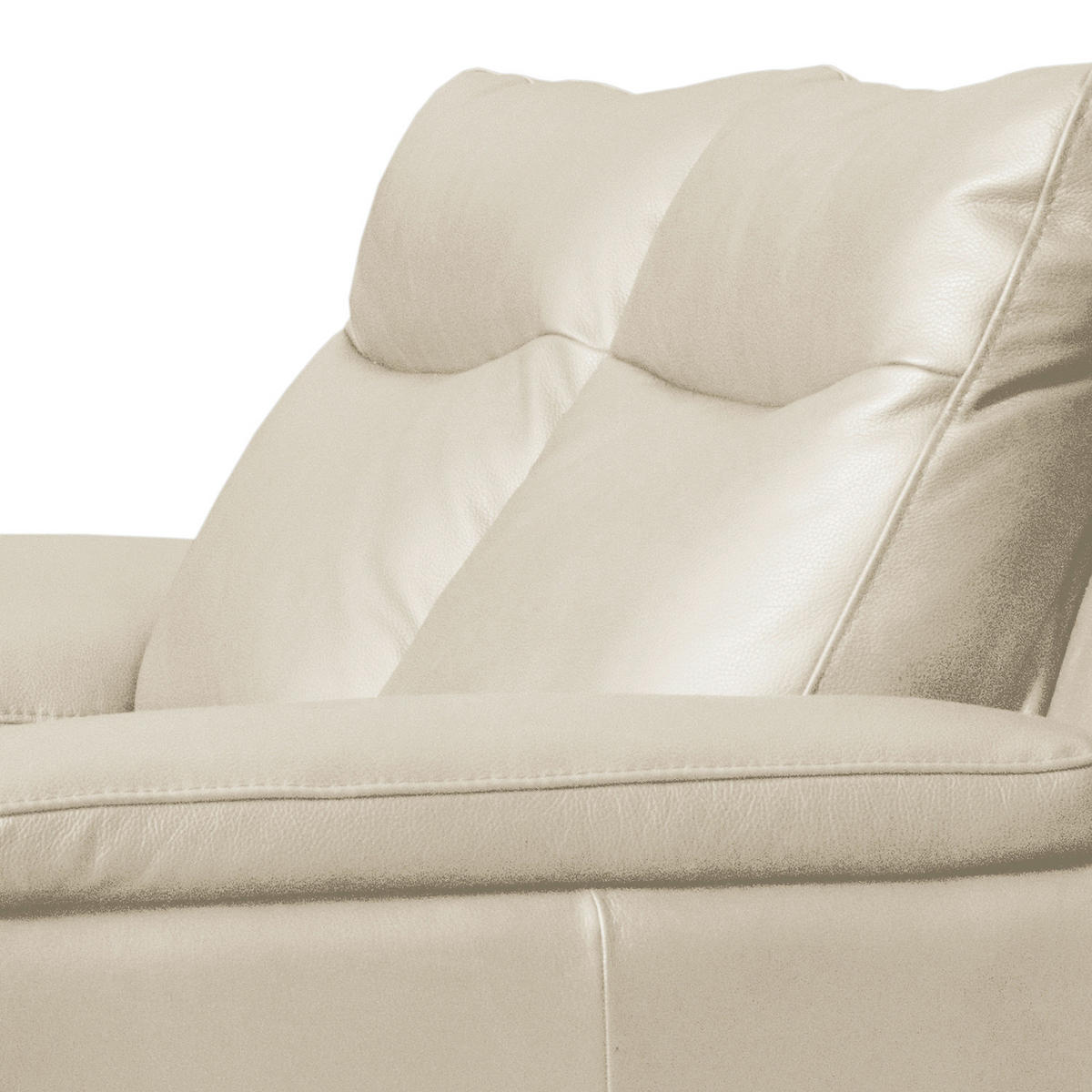 2,5-SITZER 216/95/96 cm PERLE in Echtleder Creme   - Chromfarben/Creme, Design, Leder/Metall (216/95/96cm) - Livetastic