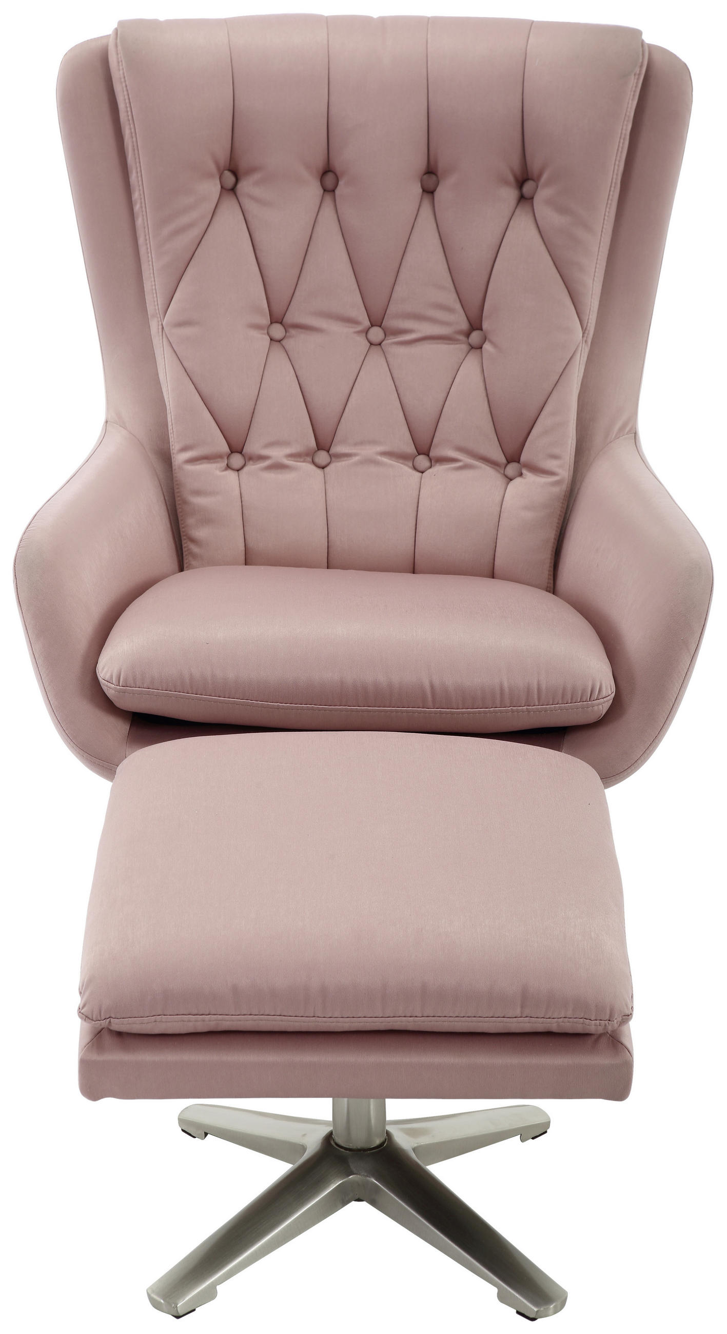 RELAXSESSELSET Samt Hocker    - Altrosa/Nickelfarben, Trend, Textil/Metall (73/102/84cm) - Carryhome