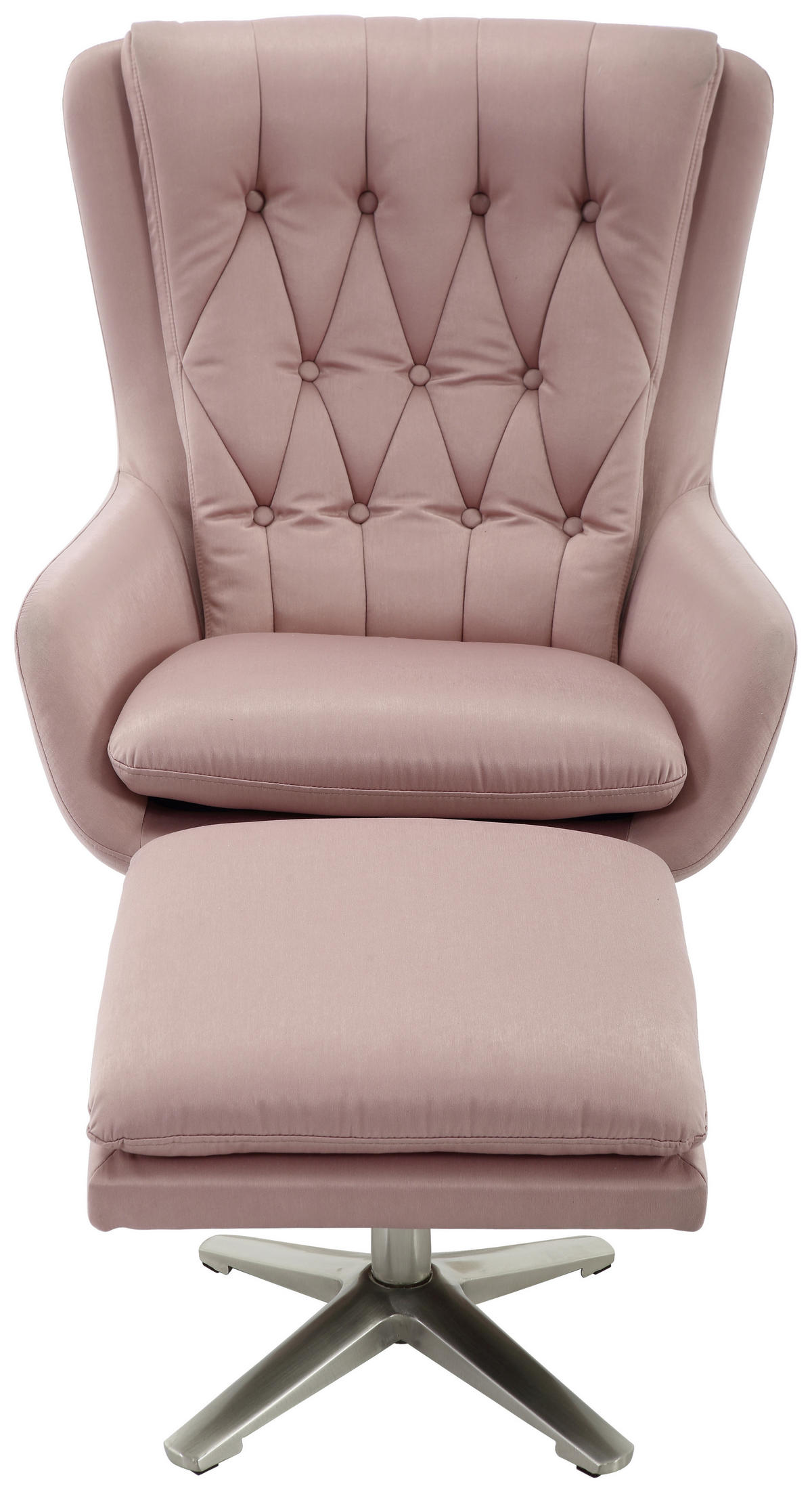 RELAXSESSELSET Samt Hocker    - Altrosa/Nickelfarben, Trend, Textil/Metall (73/102/84cm) - Carryhome