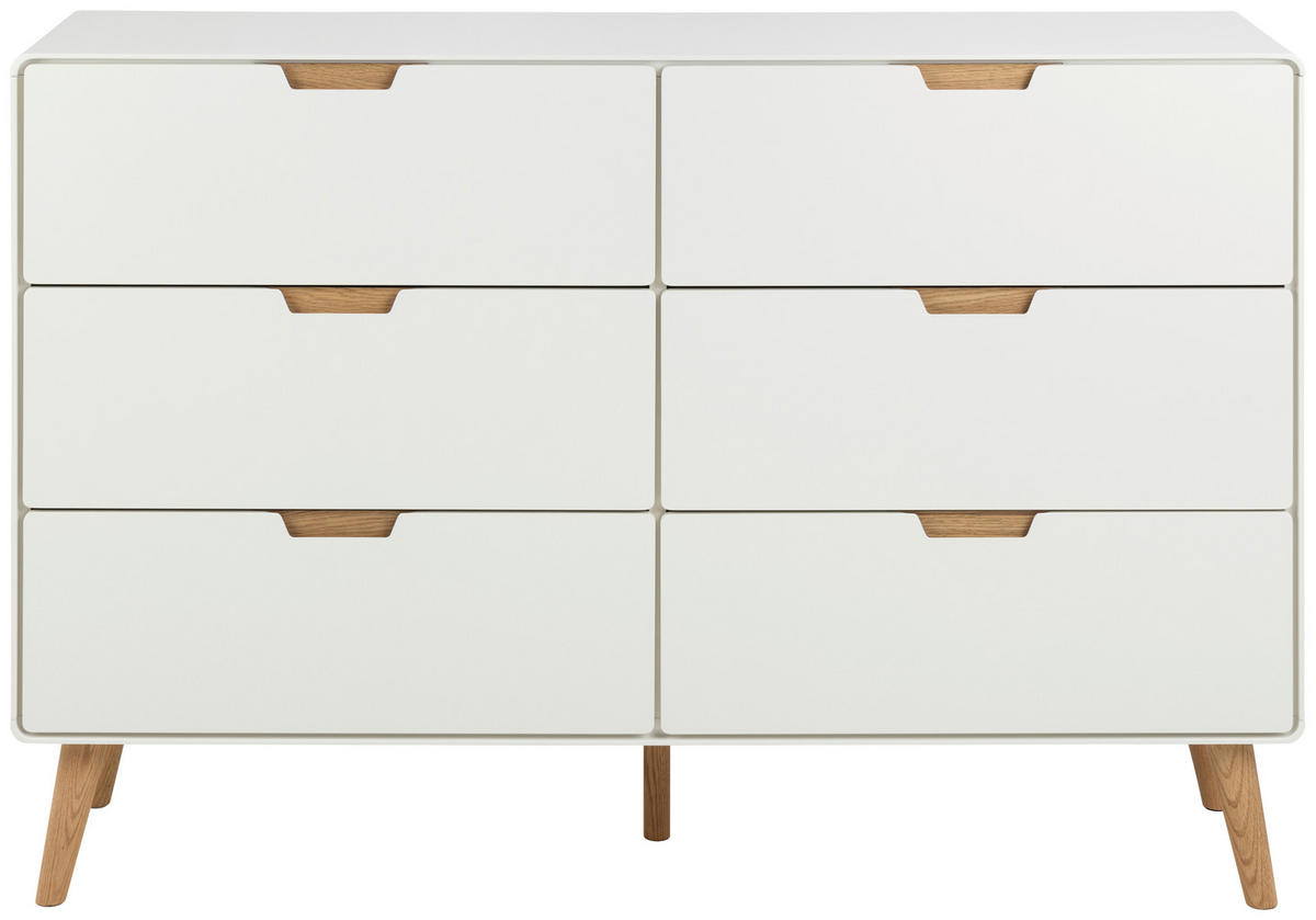 KOMODA, bela, barve hrasta  - barve hrasta/bela, Design, leseni material/les (135/90/40cm) - MID.YOU